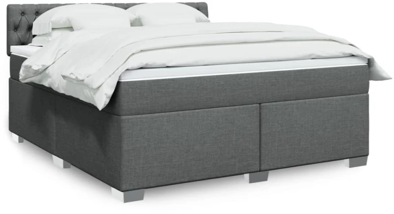vidaXL Κρεβάτι Boxspring με Στρώμα Σκούρο Γκρι 180x200 εκ Υφασμάτιν
