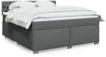 vidaXL Κρεβάτι Boxspring με Στρώμα Σκούρο Γκρι 180x200 εκ Υφασμάτιν