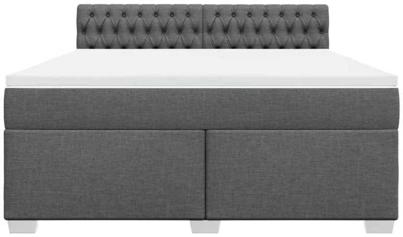 vidaXL Κρεβάτι Boxspring με Στρώμα Σκούρο Γκρι 180x200 εκ Υφασμάτιν
