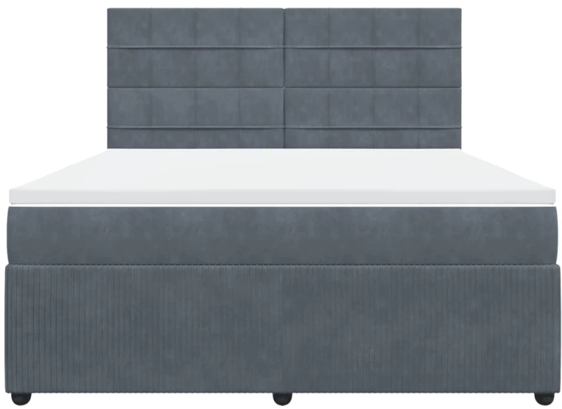 vidaXL Κρεβάτι Boxspring με Στρώμα Σκούρο Γκρι 180x200 εκ. Βελούδινο