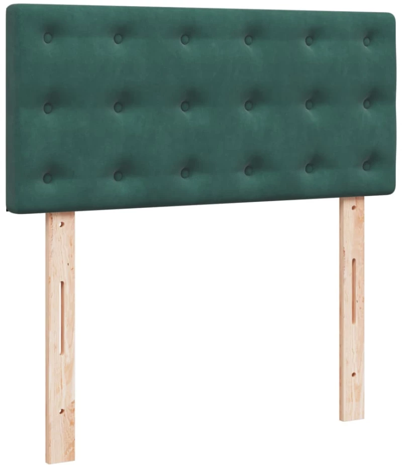 vidaXL Κρεβάτι Boxspring με Στρώμα Σκούρο Πράσινο 90x190 εκ. Βελούδινο