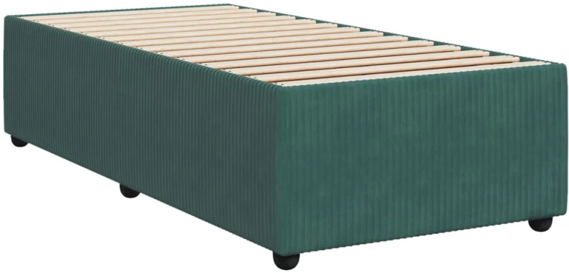 vidaXL Κρεβάτι Boxspring με Στρώμα Σκούρο Πράσινο 90x190 εκ. Βελούδινο