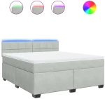 vidaXL Κρεβάτι Boxspring με Στρώμα Ανοιχτό Γκρι 180x200 εκ. Βελούδινο