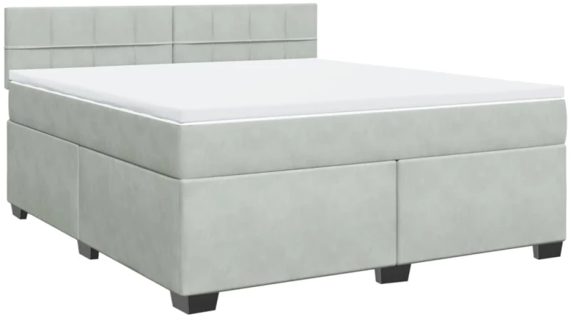 vidaXL Κρεβάτι Boxspring με Στρώμα Ανοιχτό Γκρι 180x200 εκ. Βελούδινο