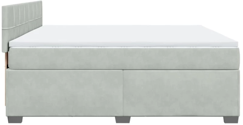 vidaXL Κρεβάτι Boxspring με Στρώμα Ανοιχτό Γκρι 180x200 εκ. Βελούδινο