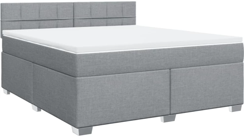 vidaXL Κρεβάτι Boxspring με Στρώμα Ανοιχτό Γκρι 180x200 εκ. Υφασμάτινο