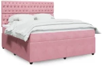vidaXL Κρεβάτι Boxspring με Στρώμα Ροζ 180x200 εκ. Βελούδινο