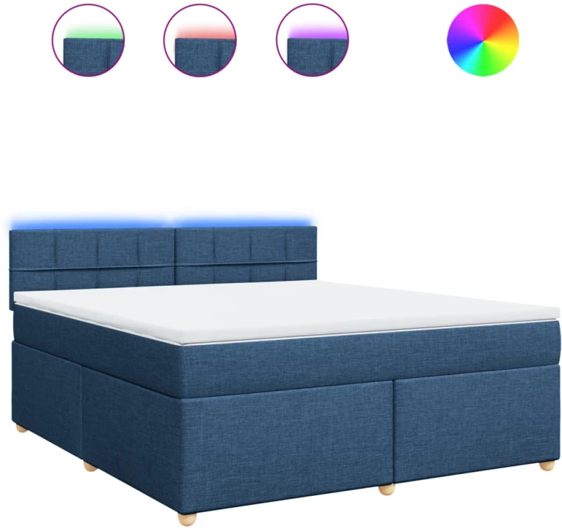 vidaXL Κρεβάτι Boxspring με Στρώμα Μπλε 180x200 εκ. Υφασμάτινο