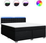 vidaXL Κρεβάτι Boxspring με Στρώμα Μαύρο 180x200 εκ. Υφασμάτινο
