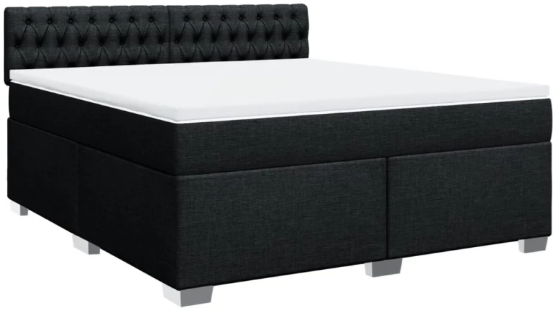 vidaXL Κρεβάτι Boxspring με Στρώμα Μαύρο 180x200 εκ. Υφασμάτινο