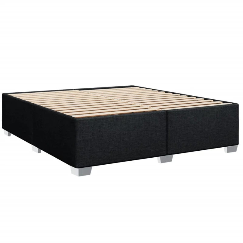 vidaXL Κρεβάτι Boxspring με Στρώμα Μαύρο 180x200 εκ. Υφασμάτινο