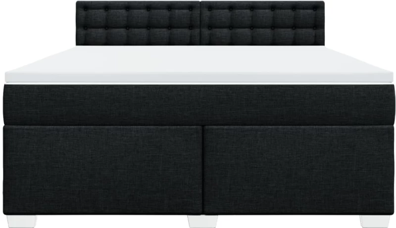 vidaXL Κρεβάτι Boxspring με Στρώμα Μαύρο 180x200 εκ. Υφασμάτινο