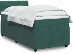 vidaXL Κρεβάτι Boxspring με Στρώμα Σκούρο Πράσινο 90x190 εκ. Βελούδινο