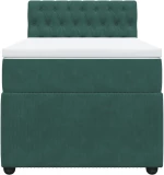 vidaXL Κρεβάτι Boxspring με Στρώμα Σκούρο Πράσινο 90x190 εκ. Βελούδινο