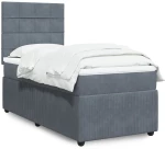 vidaXL Κρεβάτι Boxspring με Στρώμα Σκούρο Γκρι 90x200 εκ. Βελούδινο