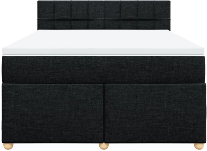 vidaXL Κρεβάτι Boxspring με Στρώμα Μαύρο 140x190 εκ. Υφασμάτινο