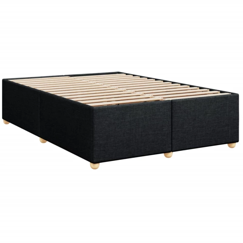 vidaXL Κρεβάτι Boxspring με Στρώμα Μαύρο 140x190 εκ. Υφασμάτινο
