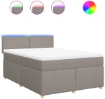 vidaXL Κρεβάτι Boxspring με Στρώμα Taupe 140x190 εκ. Υφασμάτινο