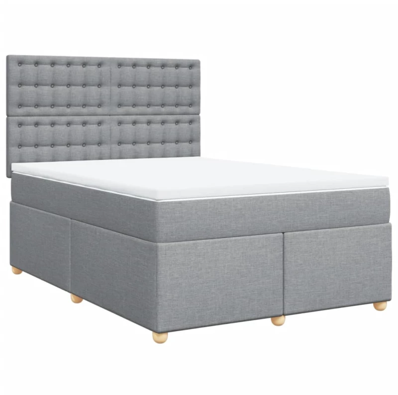 vidaXL Κρεβάτι Boxspring με Στρώμα Ανοιχτό Γκρι 140x190 εκ. Υφασμάτινο