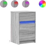 vidaXL Κομοδίνο με Φώτα LED Γκρι Sonoma Επεξεργασμένο Ξύλο
