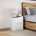 vidaXL Κομοδίνο με Φώτα LED Λευκό από Επεξεργασμένο ξύλο