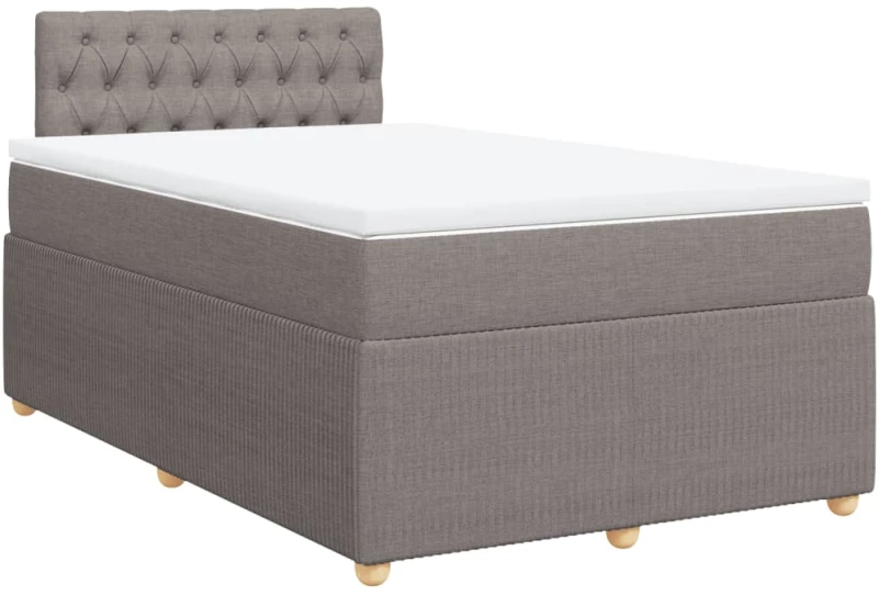 vidaXL Κρεβάτι Boxspring με Στρώμα Taupe 120x200 εκ. Υφασμάτινο