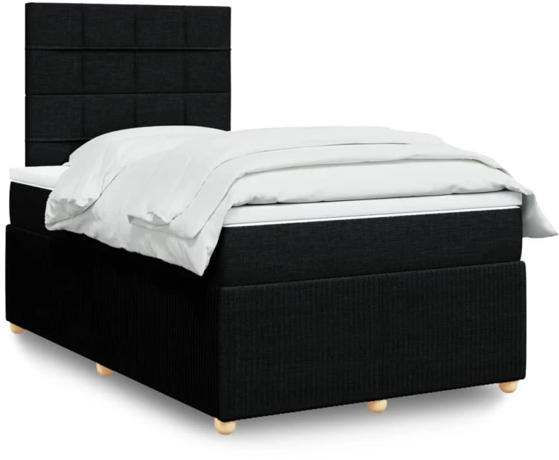 vidaXL Κρεβάτι Boxspring με Στρώμα Μαύρο 120x200 εκ. Υφασμάτινο