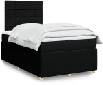 vidaXL Κρεβάτι Boxspring με Στρώμα Μαύρο 120x200 εκ. Υφασμάτινο