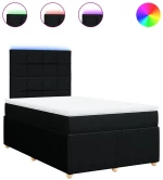 vidaXL Κρεβάτι Boxspring με Στρώμα Μαύρο 120x200 εκ. Υφασμάτινο
