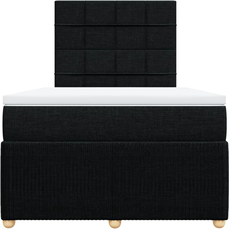 vidaXL Κρεβάτι Boxspring με Στρώμα Μαύρο 120x200 εκ. Υφασμάτινο