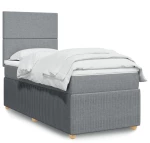 vidaXL Κρεβάτι Boxspring με Στρώμα Ανοιχτό Γκρι 100x200 εκ. Υφασμάτινο