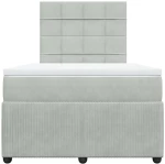vidaXL Κρεβάτι Boxspring με Στρώμα Ανοιχτό Γκρι 120x200 εκ. Βελούδινο