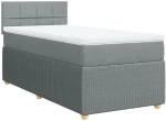 vidaXL Κρεβάτι Boxspring με Στρώμα Ανοιχτό Γκρι 90x200 εκ. Υφασμάτινο