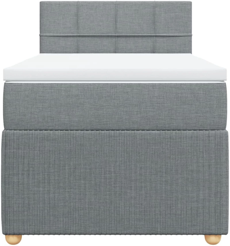vidaXL Κρεβάτι Boxspring με Στρώμα Ανοιχτό Γκρι 90x200 εκ. Υφασμάτινο