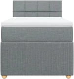 vidaXL Κρεβάτι Boxspring με Στρώμα Ανοιχτό Γκρι 90x200 εκ. Υφασμάτινο