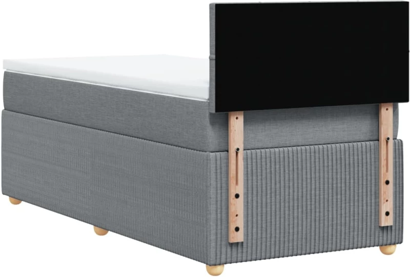 vidaXL Κρεβάτι Boxspring με Στρώμα Ανοιχτό Γκρι 90x200 εκ. Υφασμάτινο