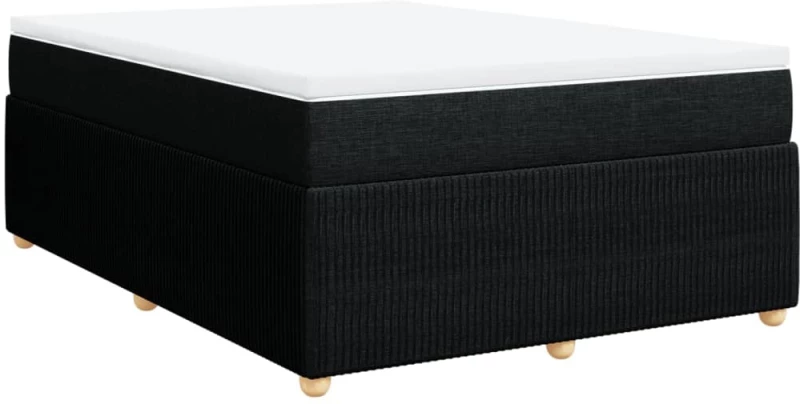 vidaXL Κρεβάτι Boxspring με Στρώμα Μαύρο 140x200 εκ. Υφασμάτινο