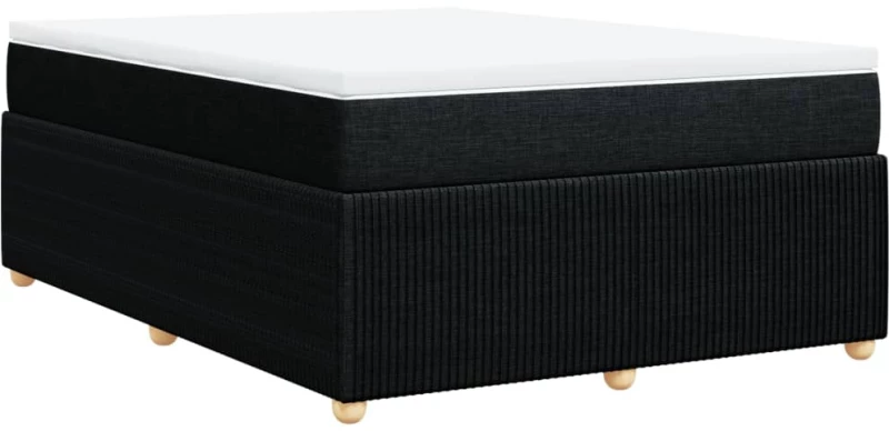 vidaXL Κρεβάτι Boxspring με Στρώμα Μαύρο 140x200 εκ. Υφασμάτινο