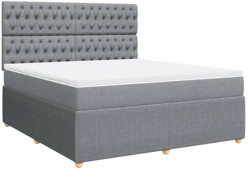 vidaXL Κρεβάτι Boxspring με Στρώμα Ανοιχτό Γκρι 180x200 εκ. Υφασμάτινο