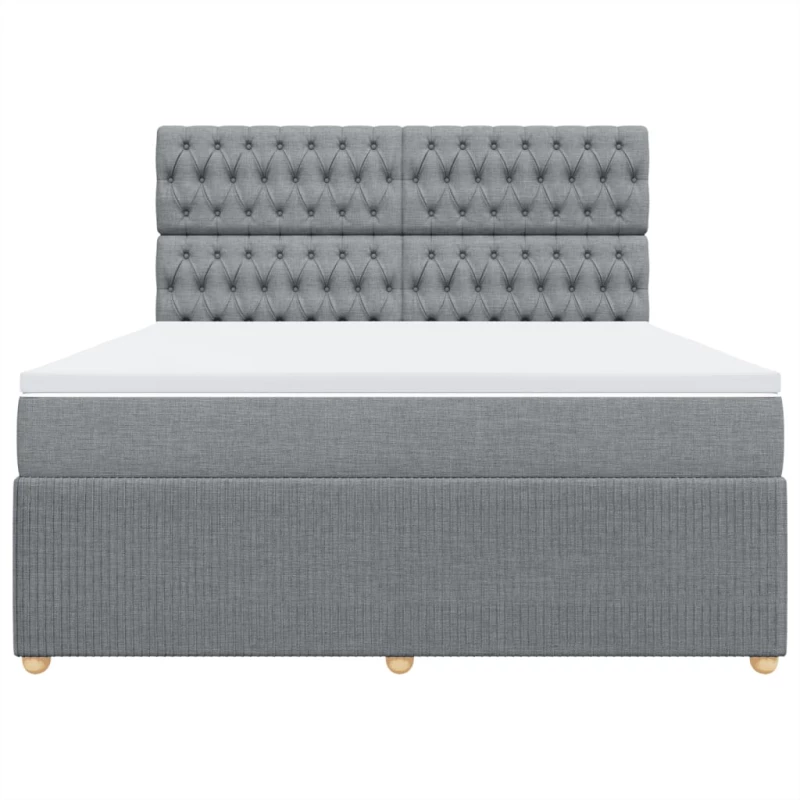 vidaXL Κρεβάτι Boxspring με Στρώμα Ανοιχτό Γκρι 180x200 εκ. Υφασμάτινο