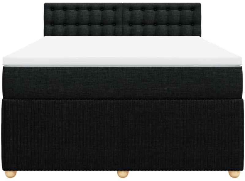 vidaXL Κρεβάτι Boxspring με Στρώμα Μαύρο 140x200 εκ. Υφασμάτινο