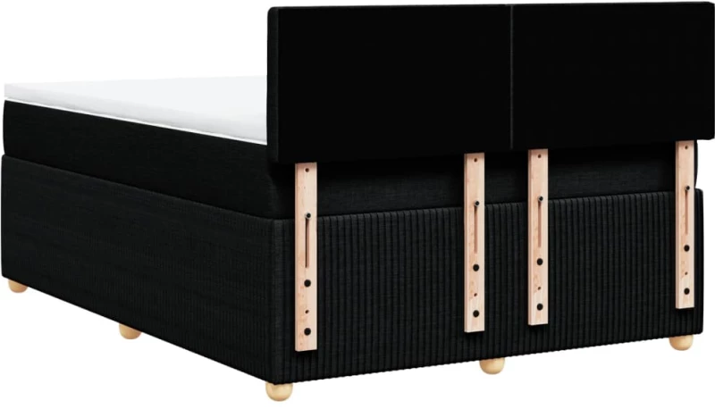 vidaXL Κρεβάτι Boxspring με Στρώμα Μαύρο 140x200 εκ. Υφασμάτινο