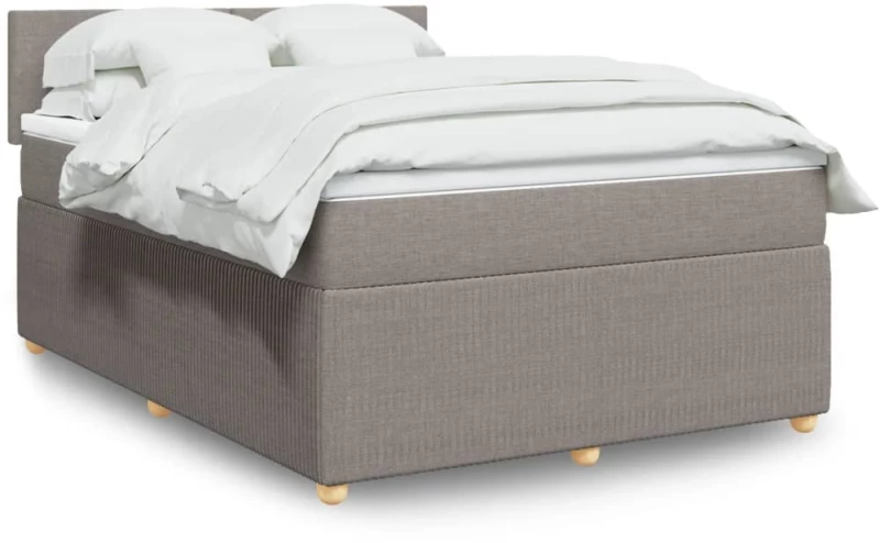 vidaXL Κρεβάτι Boxspring με Στρώμα Taupe 140x200 εκ. Υφασμάτινο