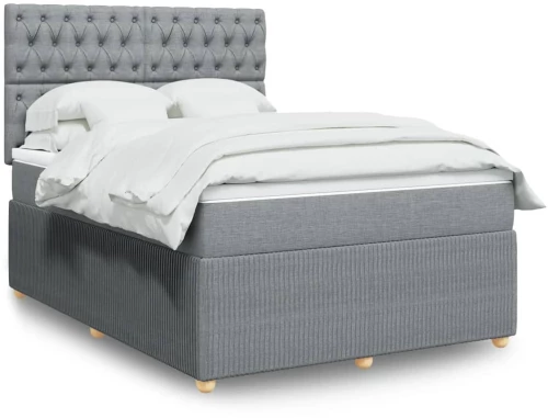 vidaXL Κρεβάτι Boxspring με Στρώμα Αν. Πράσινο 160x200εκ Υφασμάτινο