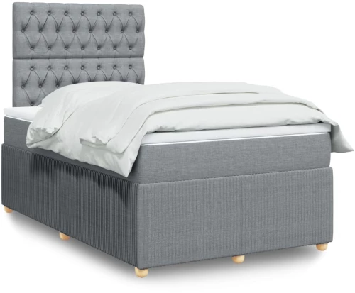 vidaXL Κρεβάτι Boxspring με Στρώμα Ανοιχτό Γκρι 120x200 εκ. Υφασμάτινο