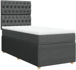 vidaXL Κρεβάτι Boxspring με Στρώμα Σκούρο Γκρι 90x200 εκ. Υφασμάτινο