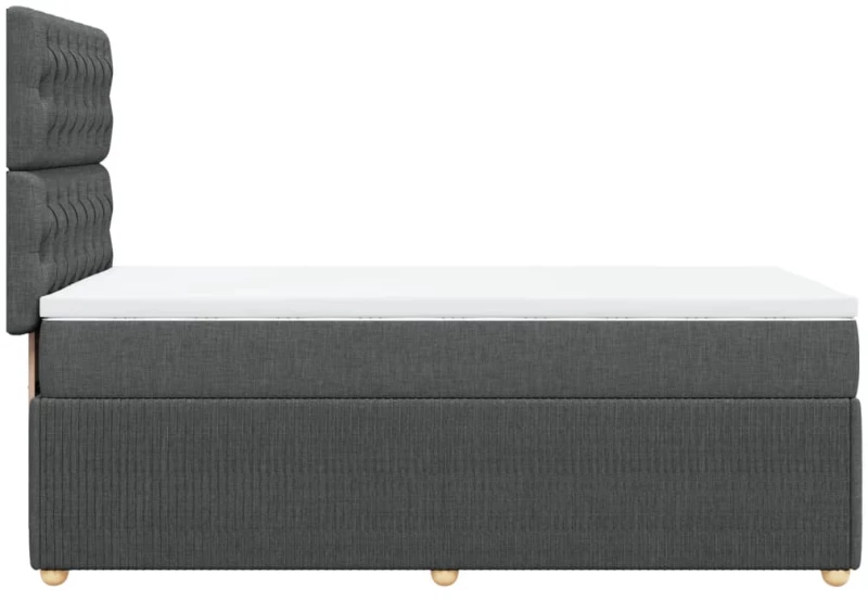 vidaXL Κρεβάτι Boxspring με Στρώμα Σκούρο Γκρι 90x200 εκ. Υφασμάτινο