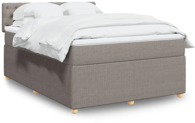 vidaXL Κρεβάτι Boxspring με Στρώμα Taupe 160x200 εκ. Υφασμάτινο