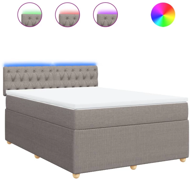 vidaXL Κρεβάτι Boxspring με Στρώμα Taupe 160x200 εκ. Υφασμάτινο
