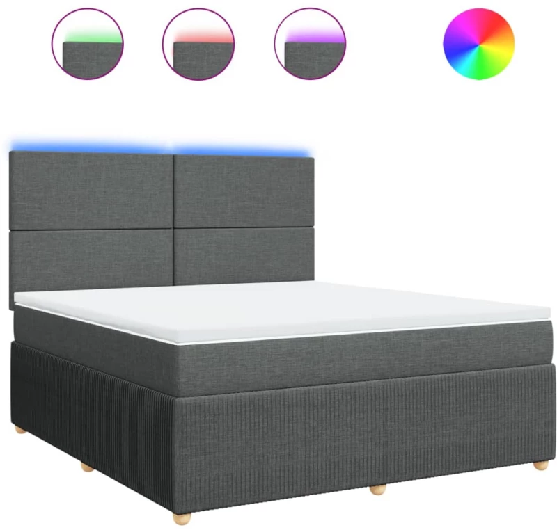 vidaXL Κρεβάτι Boxspring με Στρώμα Σκούρο Γκρι 180x200 εκ Υφασμάτιν